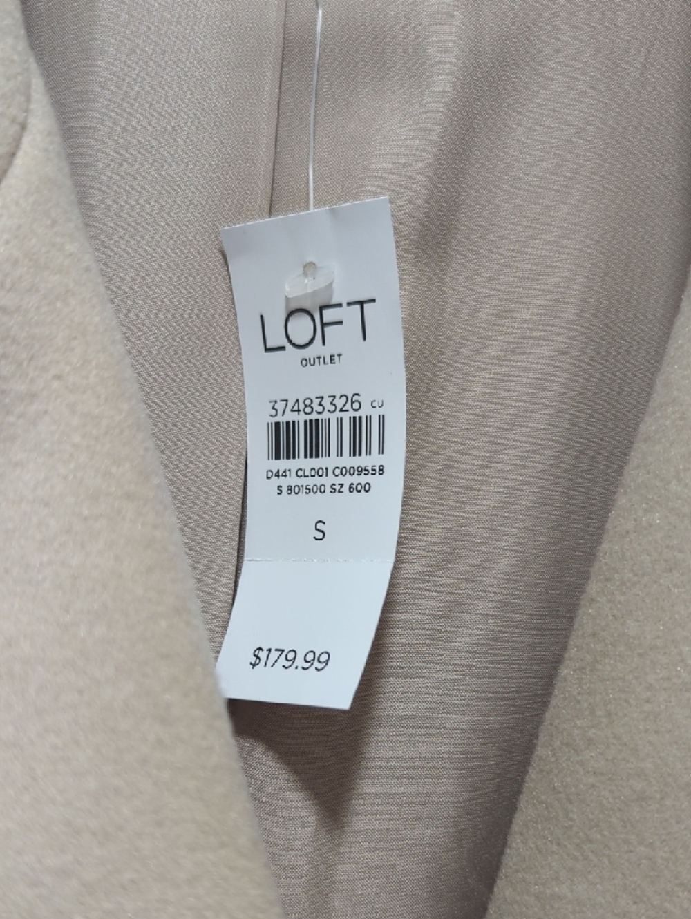 LOFT Light Beige Double Breasted Belted Pea Coat Size Small - Picture 3 of 13